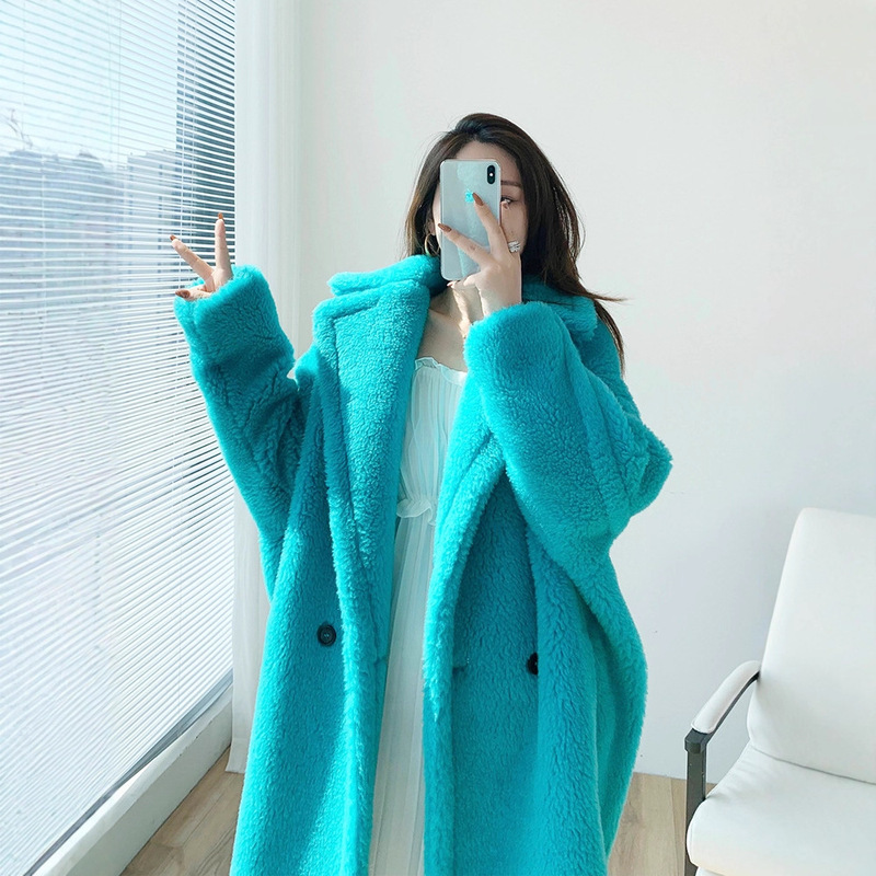 2025 New Sky Blue m Brand Teddy Bear Coat Oversized Alpaca Shearling Fur Coat for Women 2025 New Sky Blue m Brand Teddy Bear Coat Oversized Alpaca Shearling Fur Coat for Women