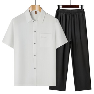 Summer shirt, set, breathable trousers