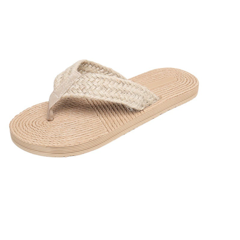 Женские сандалии и тапочки с имитацией соломы в этническом стиле, дорожная имитация конопляной подошвы, верхняя одежда в Корейском стиле, модные женские пляжные Тапочки