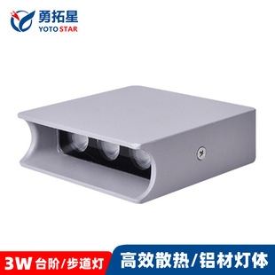 Outdoor Waterproof Corner 3W Walkway Light Square Step Light No Drilling Required One-Way Light through the Aisle Side-Emitting Light