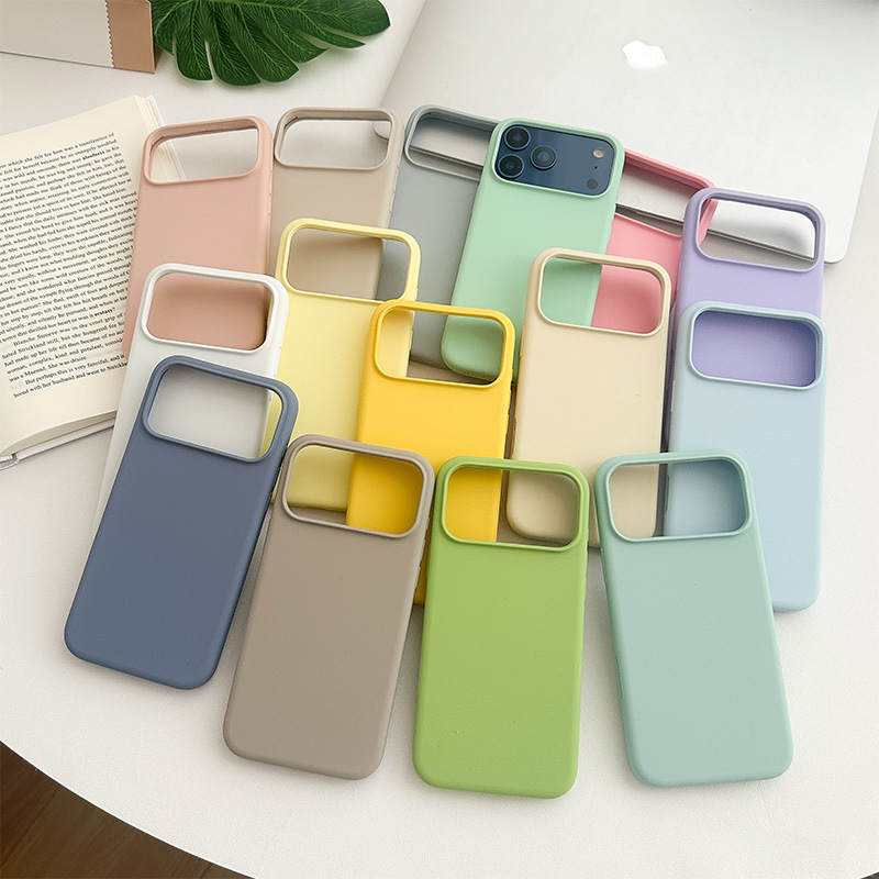 Apple 17 Mobile Phone Case Liquid Silicone iPhone 16 Promax Lens All-Inclusive 15 Anti-Fall 14 Pure Color Protective Cover