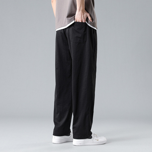 Ice Silk Pants for Men - Summer Thin Model, Trendy Brand, Ice-Sensing Straight Leg, Quick-Drying Sports Pants for Men, Casual Long Pants, Loose Fit