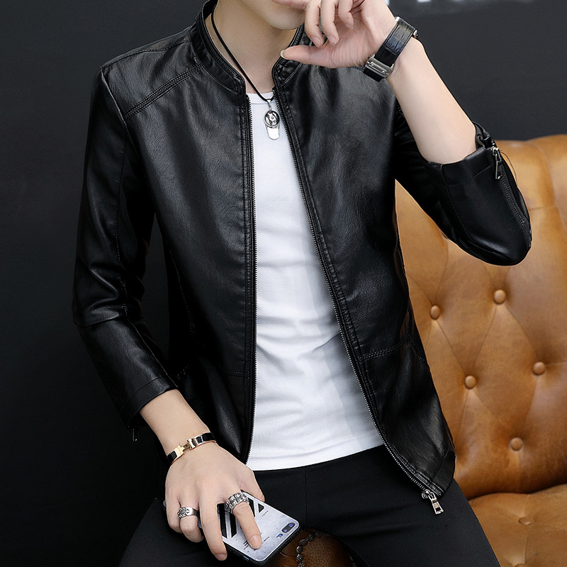 Chaqueta de otoño para hombres, moda casual coreana, delgada y versátil, ropa de hombre, chaqueta de cuero guapo para hombres