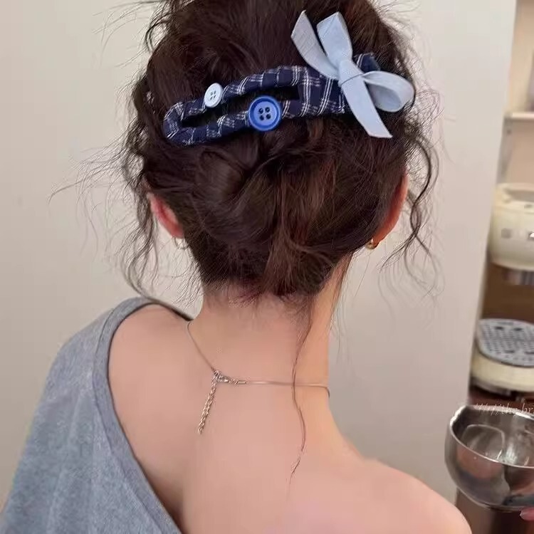 可爱撞色蝴蝶结发夹女2025新款高端后脑勺盘发鸭嘴夹大号鲨鱼夹|undefined