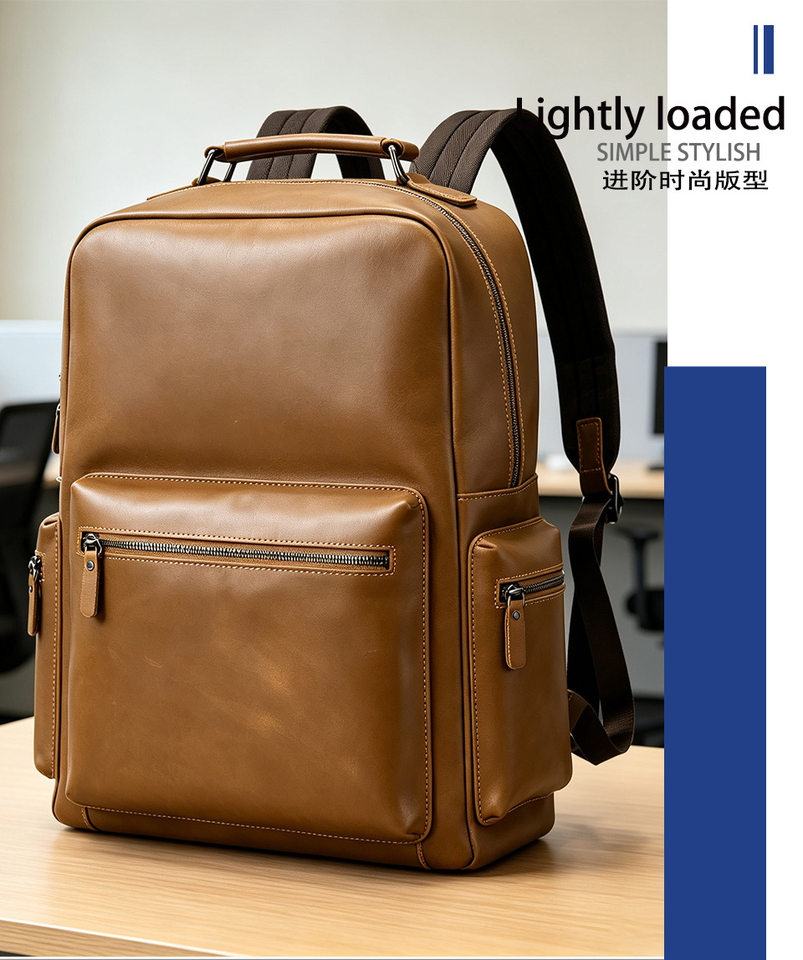 Ba lô da bò thật phong cách retro, đựng vừa laptop 14 inch, dung tích 20L — Màu nâu chi tiết 2