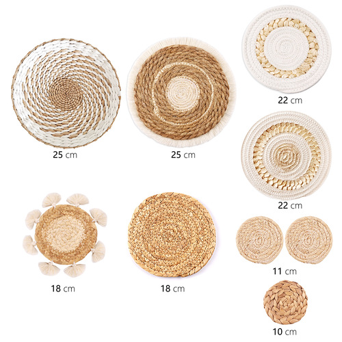 Woven Wall Decor Set, Hand-woven Cane Gourd Grass Corn Leaf Wall Hangings, Folk Bohemian