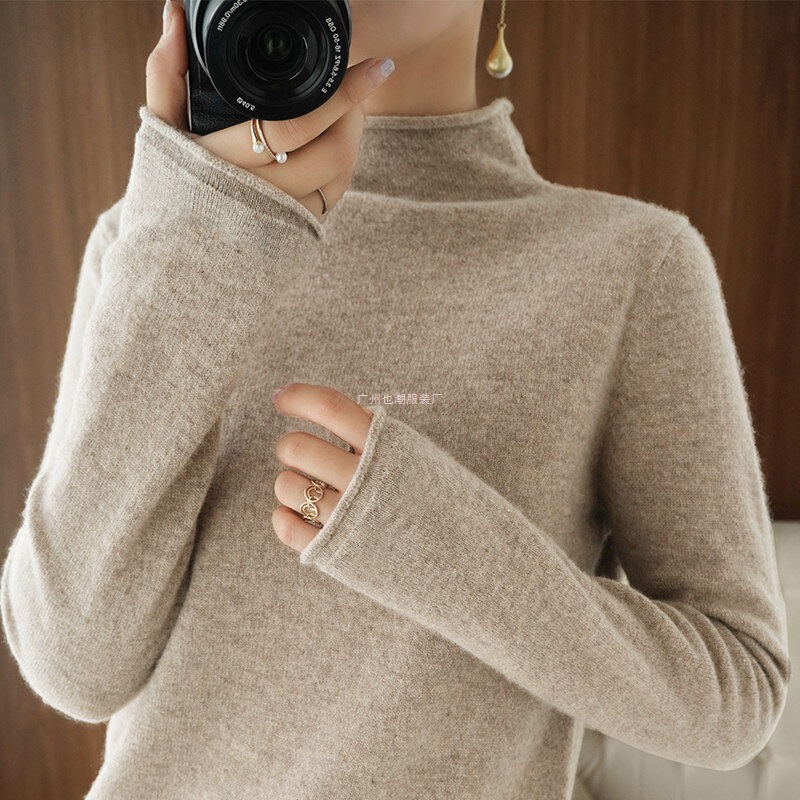 New Autumn and Winter Half-Turtleneck Sweater for Women, Loose-Fitting Base Shirt, Korean Style Mid-Neck Top, Cashmere Knitwear, Large Size New Autumn and Winter Half-Turtleneck Sweater for Women, Loose-Fitting Base Shirt, Korean Style Mid-Neck Top, Cashmere Knitwear, Large Size