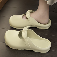 新款PVC蝴蝶结外穿高级感玛丽珍花园鞋平底鞋夏季凉鞋女时尚拖鞋