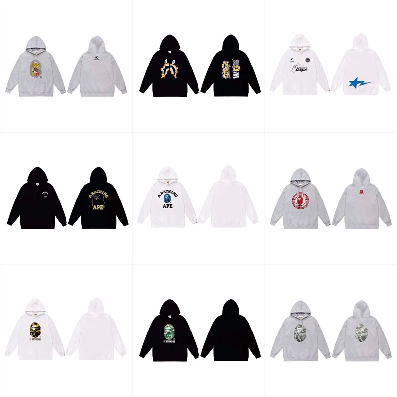 Trendy Brand BA Ape Head LOGO Letter Printing Hooded Sweat Loose Couples New Style for Men and Women Trendy Brand BA Ape Head LOGO Letter Printing Hooded Sweat Loose Couples New Style for Men and Women