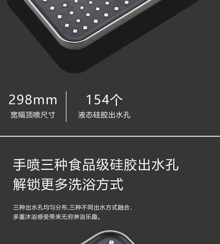 Gun gray, black piano keys, constant temperature, hot and cold, digital display, intelligent shower head set, bathroom, pressurized shower head undefined