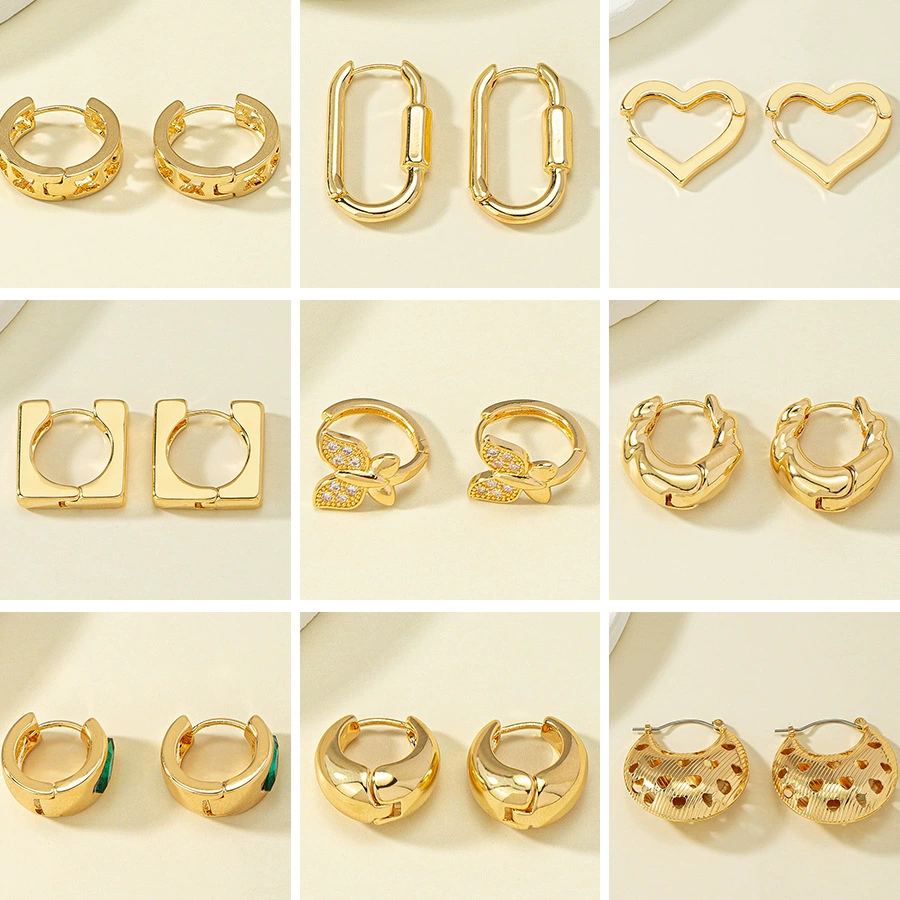 Retro metal small design earrings, European style, simple and elegant design