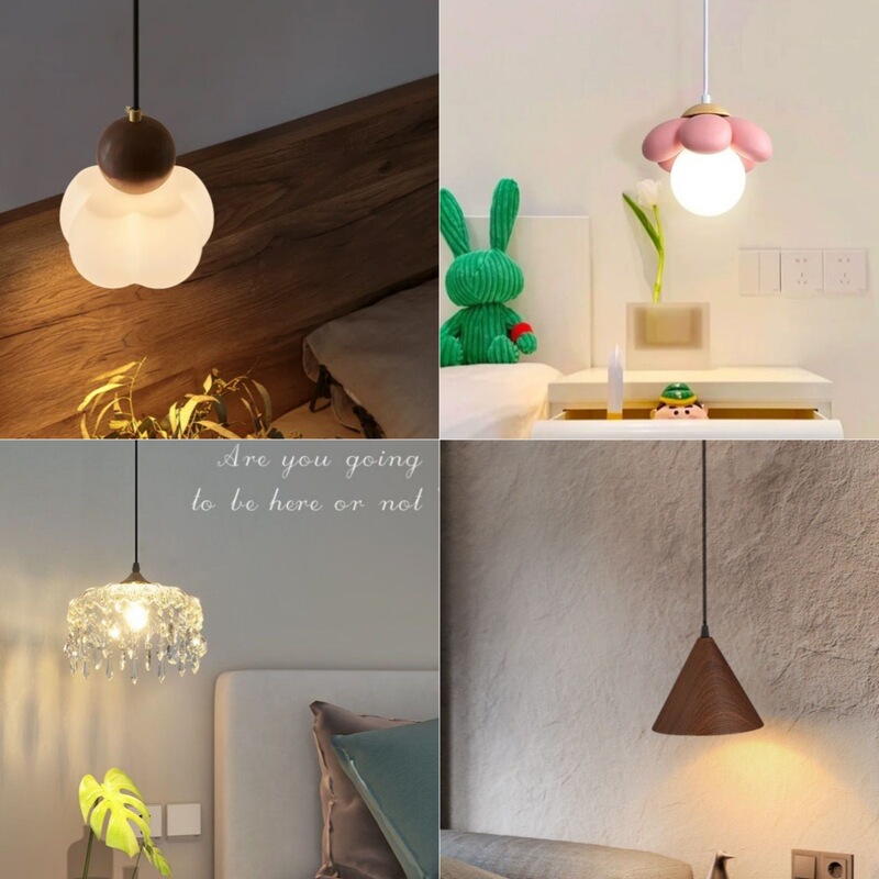 Light Luxury Ambious Bedside Chandelier Advanced Bedside Vertical Lamp Bedside Lamp Single Head Small Chandelier French Cream Style