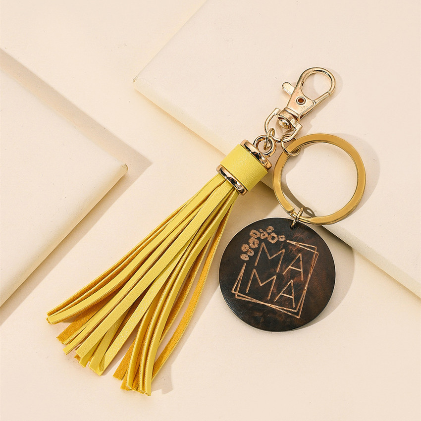 17g Weight Keychain Classification 1 Piece Quantity Casual, Holiday, Daily Occasion Pu Leather Material Mother'S Day Festival Letter, Tassel Pattern Unisex Gender Modern Style Style Modern Style Letter Tassel Pu Leather Mother'S Day Unisex Keychain 12