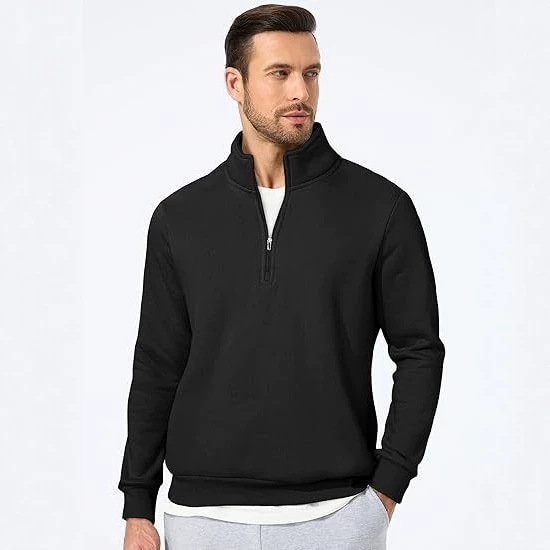 Men's Quarter-Zip Stand Collar Sweatshirt Casual Long Sleeve Men's Winter Autumn Warm Top Men's Quarter-Zip Stand Collar Sweatshirt Casual Long Sleeve Men's Winter Autumn Warm Top
