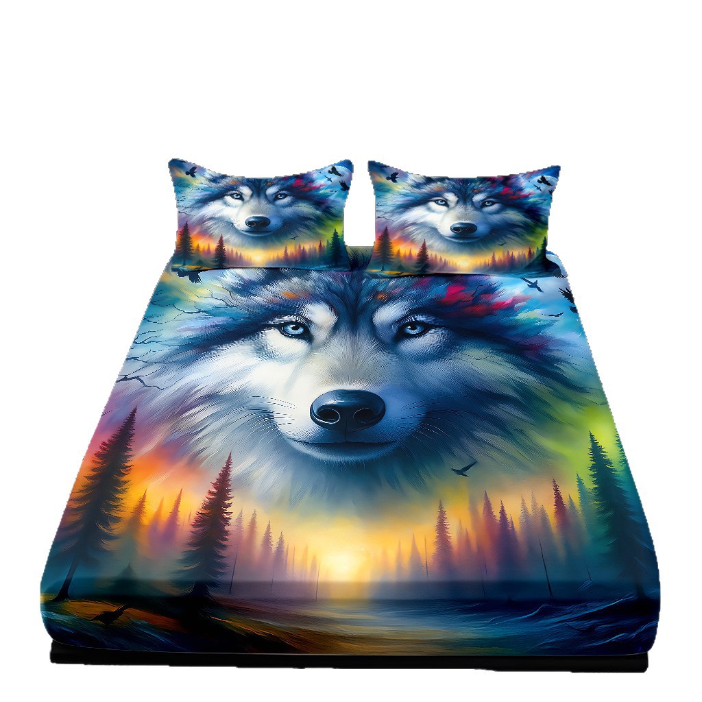 TEMU / JIT Hot Wolf 3D Digital Printing Quilt Set Soporte internacional exclusivo para la impresión