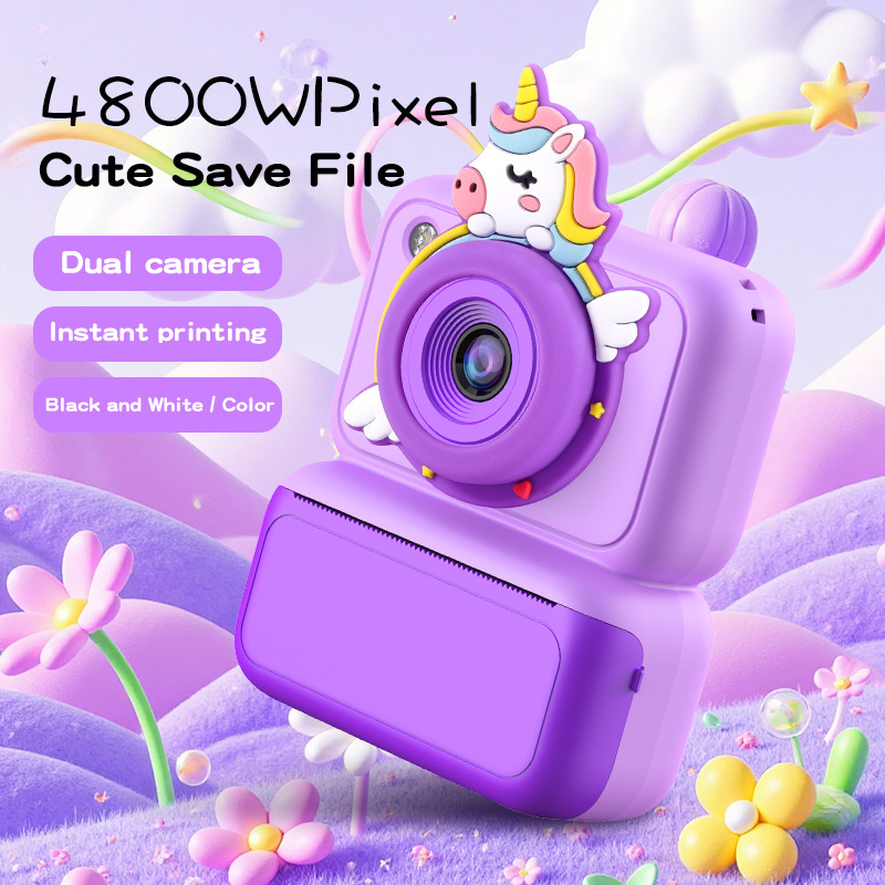 New Cross-Border Instant Print Children's Camera with High-Definition Dual Camera, Photo and Video Recording, Games, and Semi-Color Printing Toy
