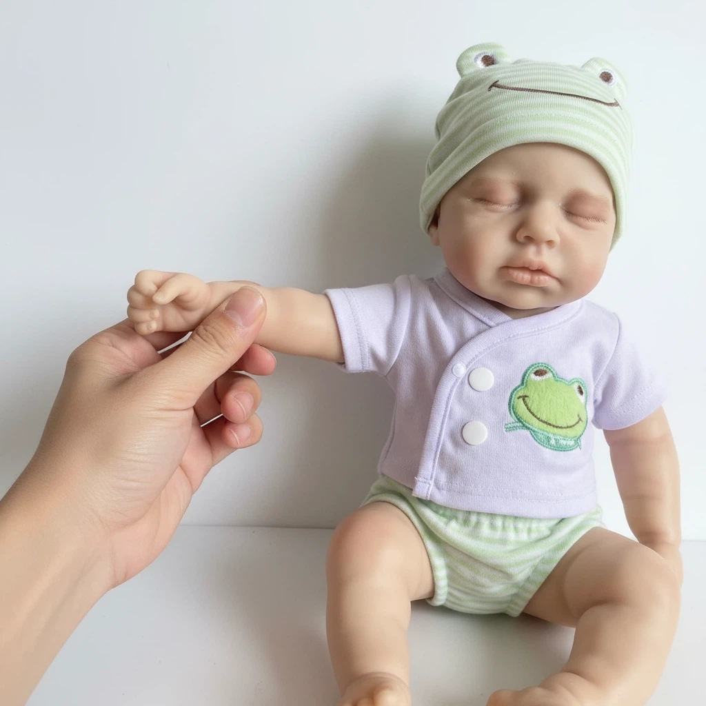 12 pulgadas Q Bullet verde sólido sombrero de rana LOULOU simulación muñeca de juguete para niños Navidad sólida silicona