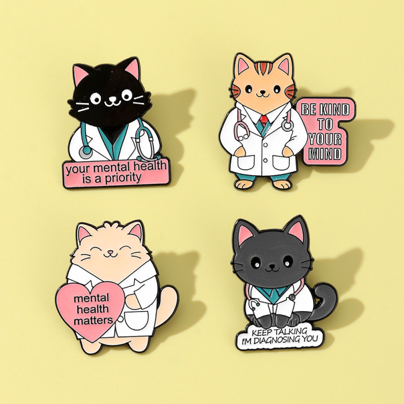 Personalized Cute Cartoon Cat Medical Care Series Badge Pin Medical Cat Nurse Brooch Clothing Backpack Decoration