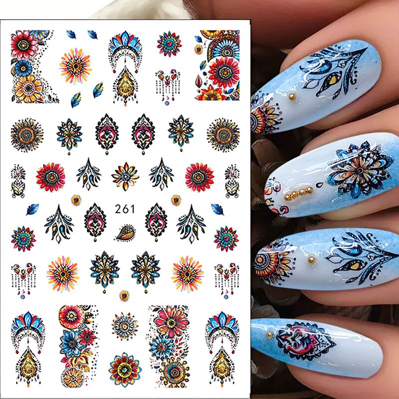 Cross-Border New Nail Art Stickers Bohemian Style Dream Catcher Feather Retro Art Totem Adhesive Stickers