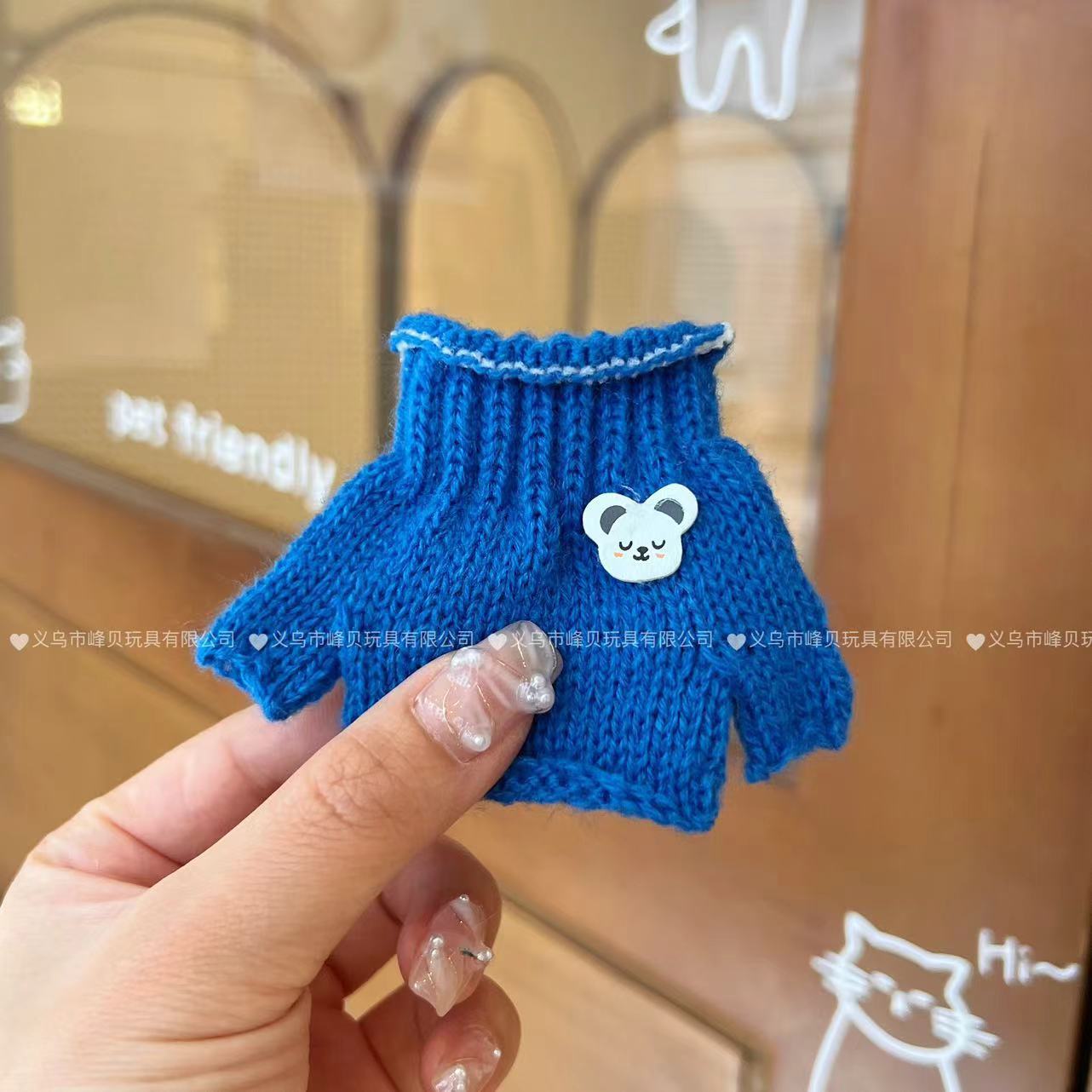 Blue knitted turtleneck sweater