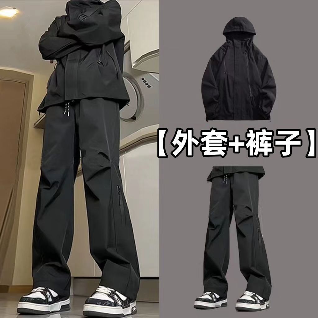 桑延同款套装男春夏季外套美式机能工装裤子帅气冲锋衣