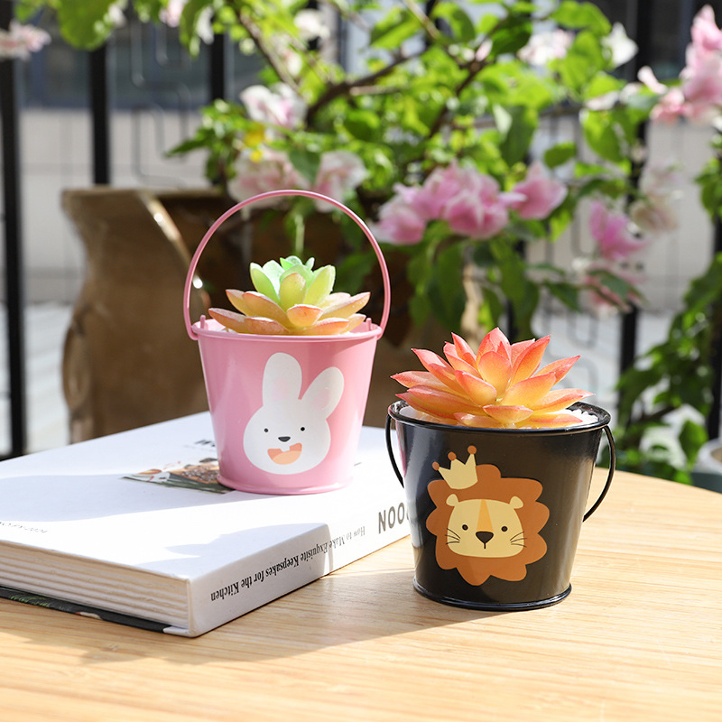 Chậu Cây Resin Chậu cây mọng nước hoạt hình mini, chậu sắt để bàn, trang trí ban công và tiểu cảnh (RG-129)