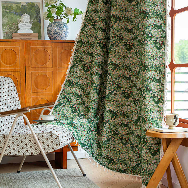 Youzhuo New Style Curtains, Fresh Cotton and Linen Jacquard Fabric Finished Curtains, Kitchen Curtains, Door Curtains, Semi-Blackout Bedroom Curtains