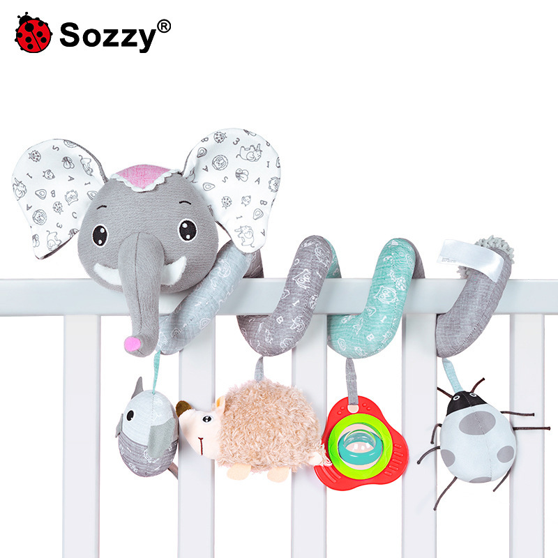Elefante cama bobinado Tarjeta de color gris