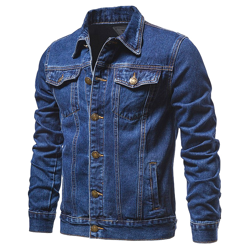 New cross-border autumn and winter solid color men's denim jacket, fashionable, casual, slim fit, foreign trade coat wholesale, Korean style trendy