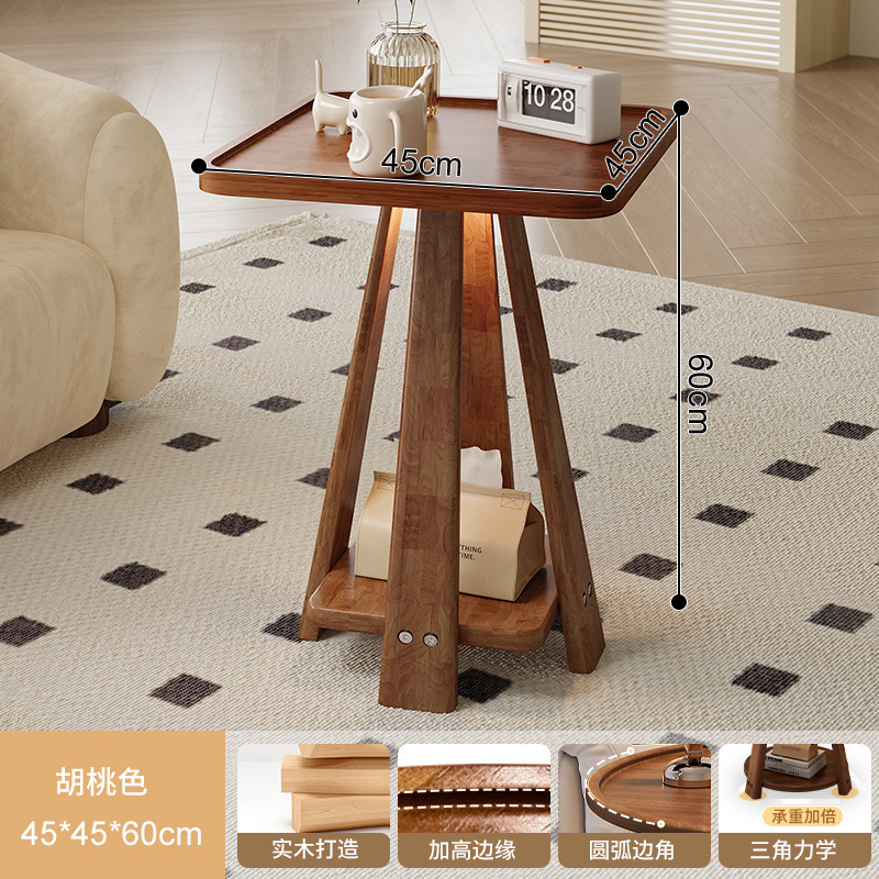 Mesa de centro pequeña de madera maciza de lujo ligero, mesa lateral pequeña, mesa pequeña, apartamento pequeño, sala de estar, mesa de negociación para el hogar, mesa redonda pequeña de ocio