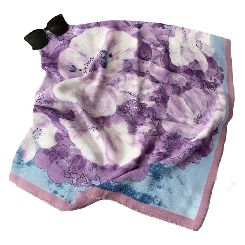 Nuevo 130 split bufanda cuadrada grande temperamento femenino púrpura flor chal versátil moda bufanda Día DE LA Madre para mamá