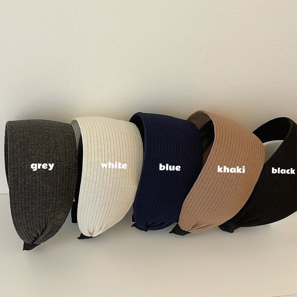 Otoño y invierno de alta sensibilidad para el cabello de mujeres cráneo alto borde amplio agujero de punto de banda de cabeza muestra cara pequeña gris ensanchada banda de cabello