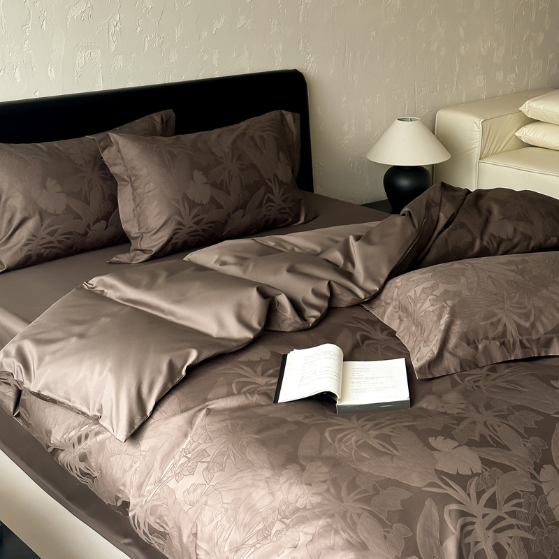 Light Luxury and High-End Jacquard 100S Satin Long-Staple Cotton Bed Four-Piece Set Pure Cotton Bed Bed Sheets Quilt Cover Bed Bed Sheets