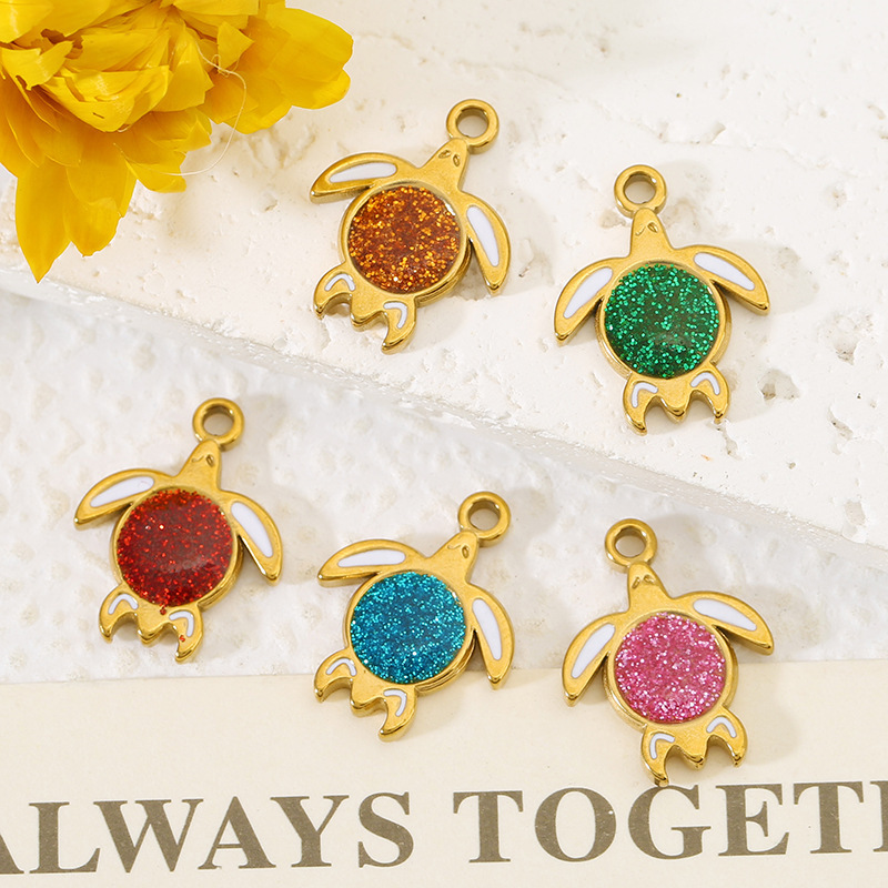 Stainless Steel Colorful Enamel Turtle Pendant Plated with 18K Gold Turtle Charm DIY Bracelet Necklace Jewelry Accessories Wholesale Stainless Steel Colorful Enamel Turtle Pendant Plated with 18K Gold Turtle Charm DIY Bracelet Necklace Jewelry Accessories Wholesale