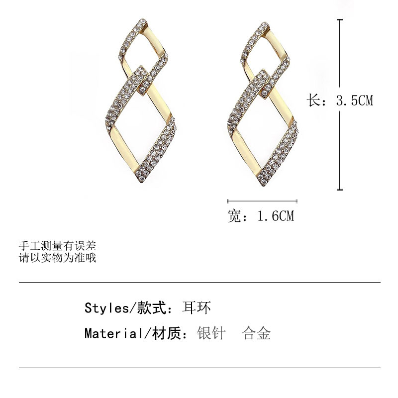 Tongfang Ornament Double-layer Atmospheric Geometric Diamond Rhinestone Earrings Exaggerated Western Style Earrings Slimming Long Earrings display picture 1