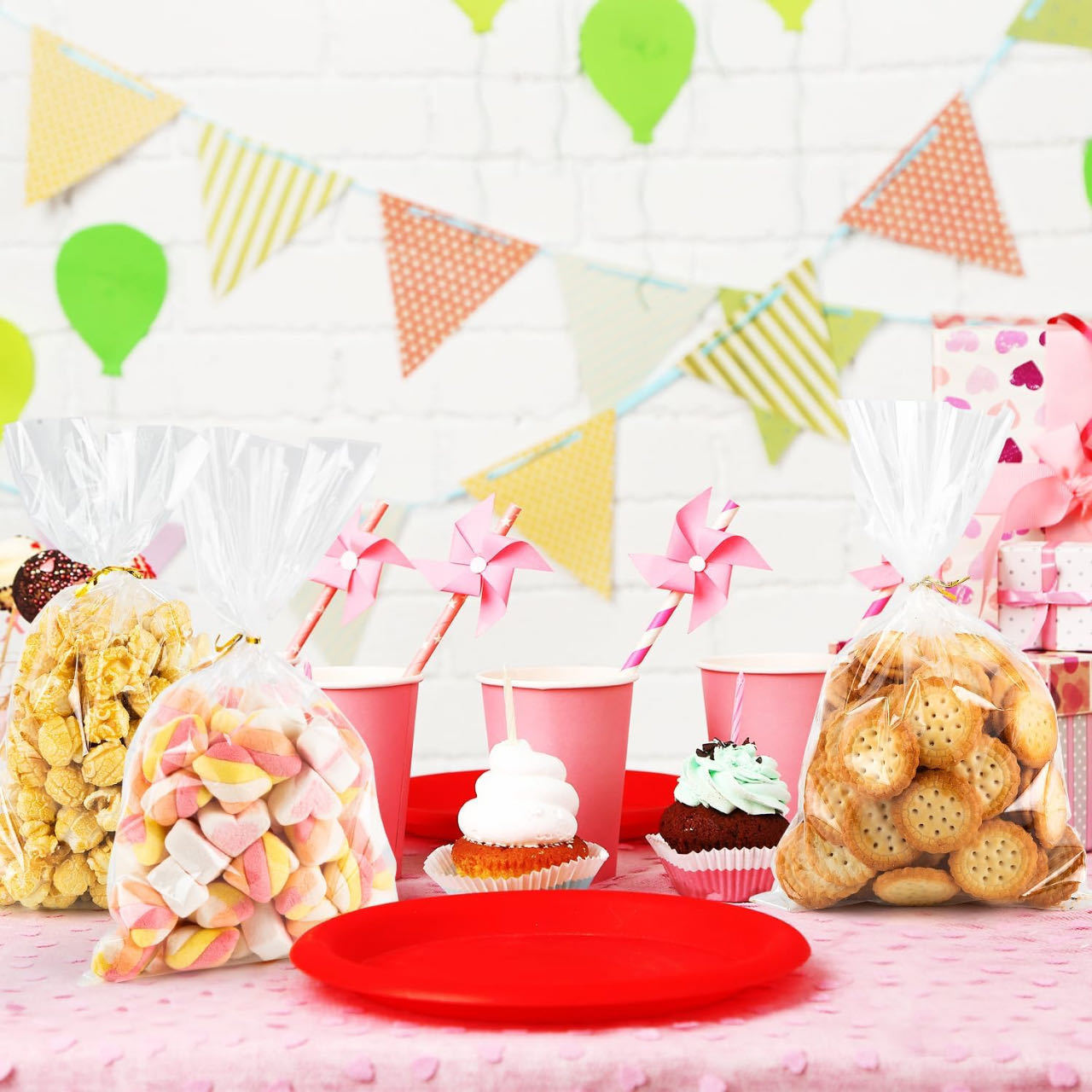 Bolsas de dulces de vidrio transparentes grosadas al por mayor, bolsas de regalo de tostadas para fiestas OPP