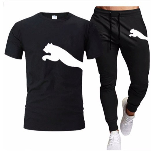 Cross Border Men's Cotton T-shirt and Sport Pants suit Summer Fashion Casual Short Sleeve T-shirt Sport suit