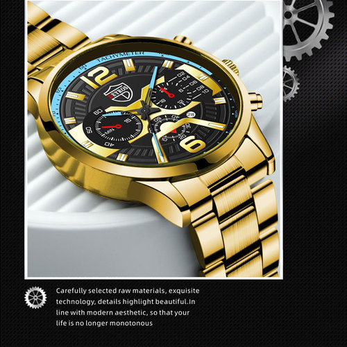 DEYROS cross-border men's fashion calendar watch men's Korean version student watch stainless steel quartz watch for men