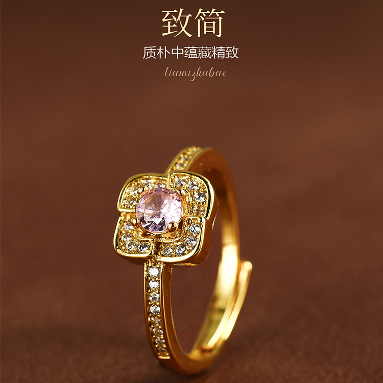 New Cross-border Hot Selling Jewelry European and American Fashion Engagement Ring Female Flower Zircon Ring Luxury Jewelry Ring Luxury