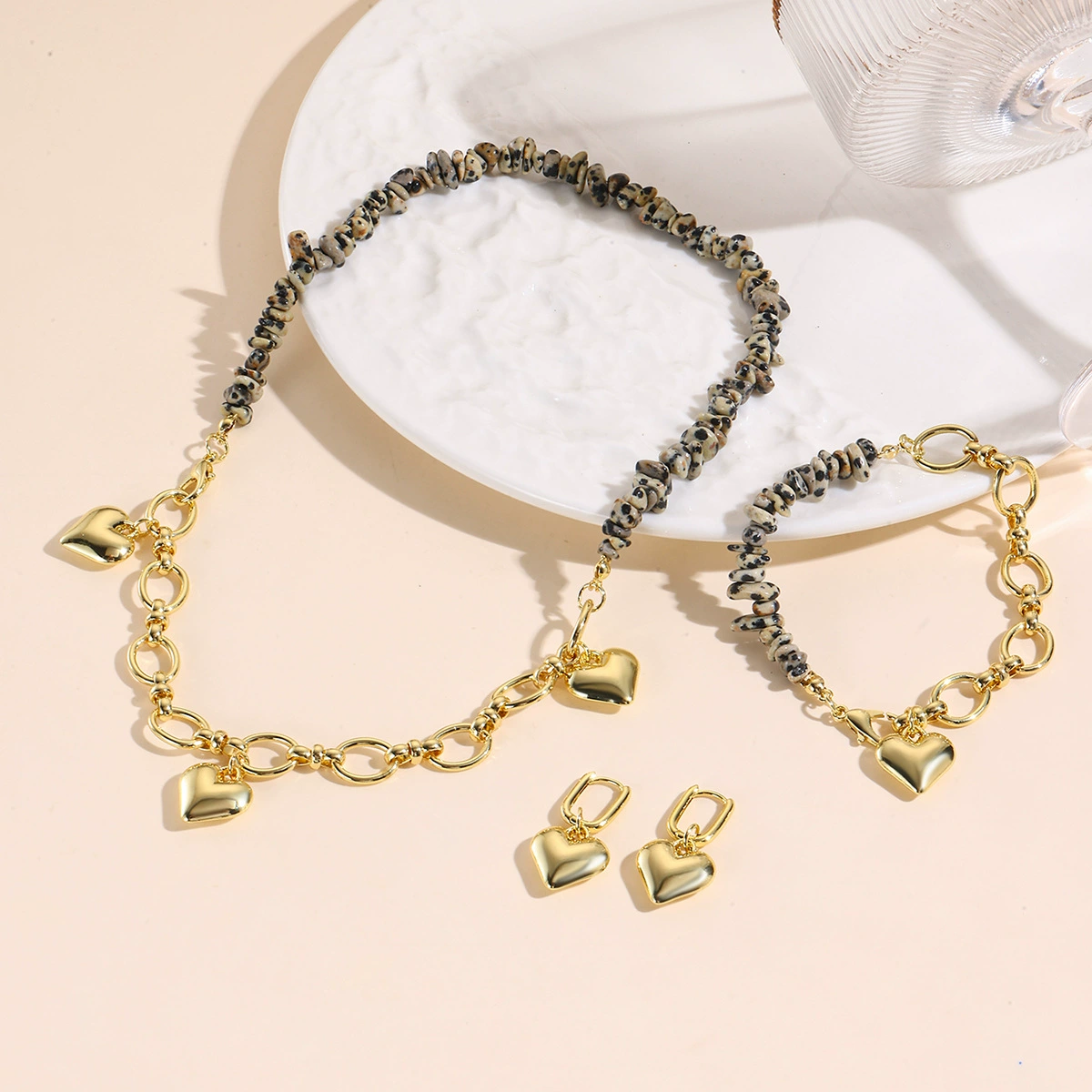 Аксессуар, кулон из жемчуга, модное колье, браслет из натурального камня, цепочка, комплект, простой и элегантный дизайн
