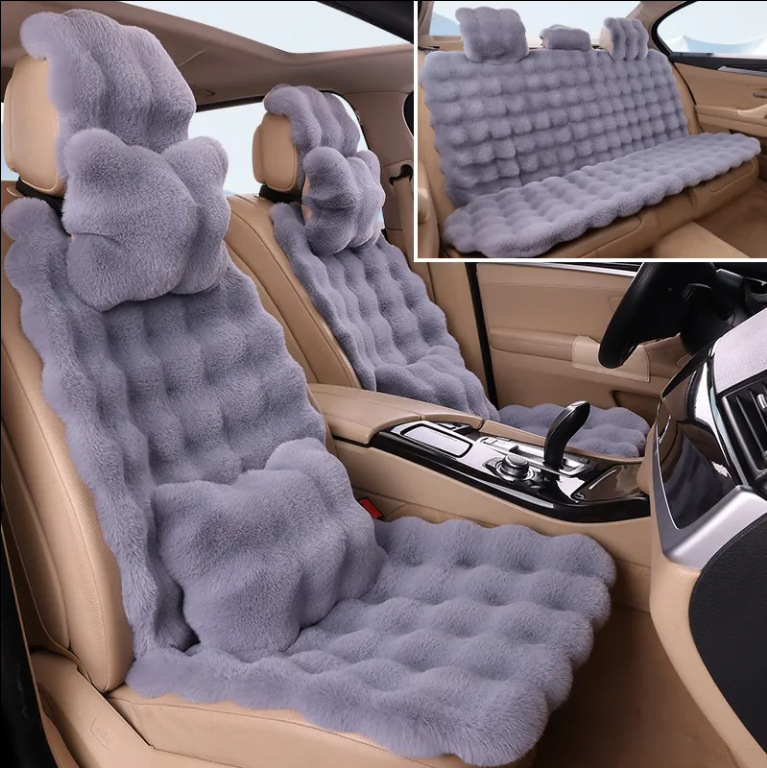 新款泡泡绒座垫通用款秋冬保暖仿毛兔毛绒汽车坐垫小蛮腰网红毛绒