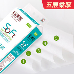 Jielan Ya 6-jin, 21-roll Household Toilet Paper Made from Pure Wood Pulp, Extra-Thick 5-Ply Rolls—Direct Factory Supply