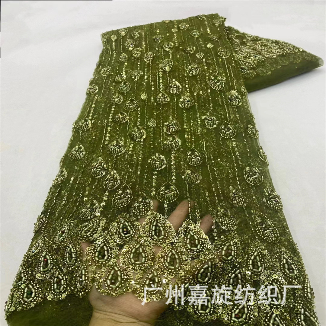 Industria pesada con cuentas estilo antiguo bordado suave malla de encaje fino vintage fishtail vestido etapa rendimiento ropa JX3671