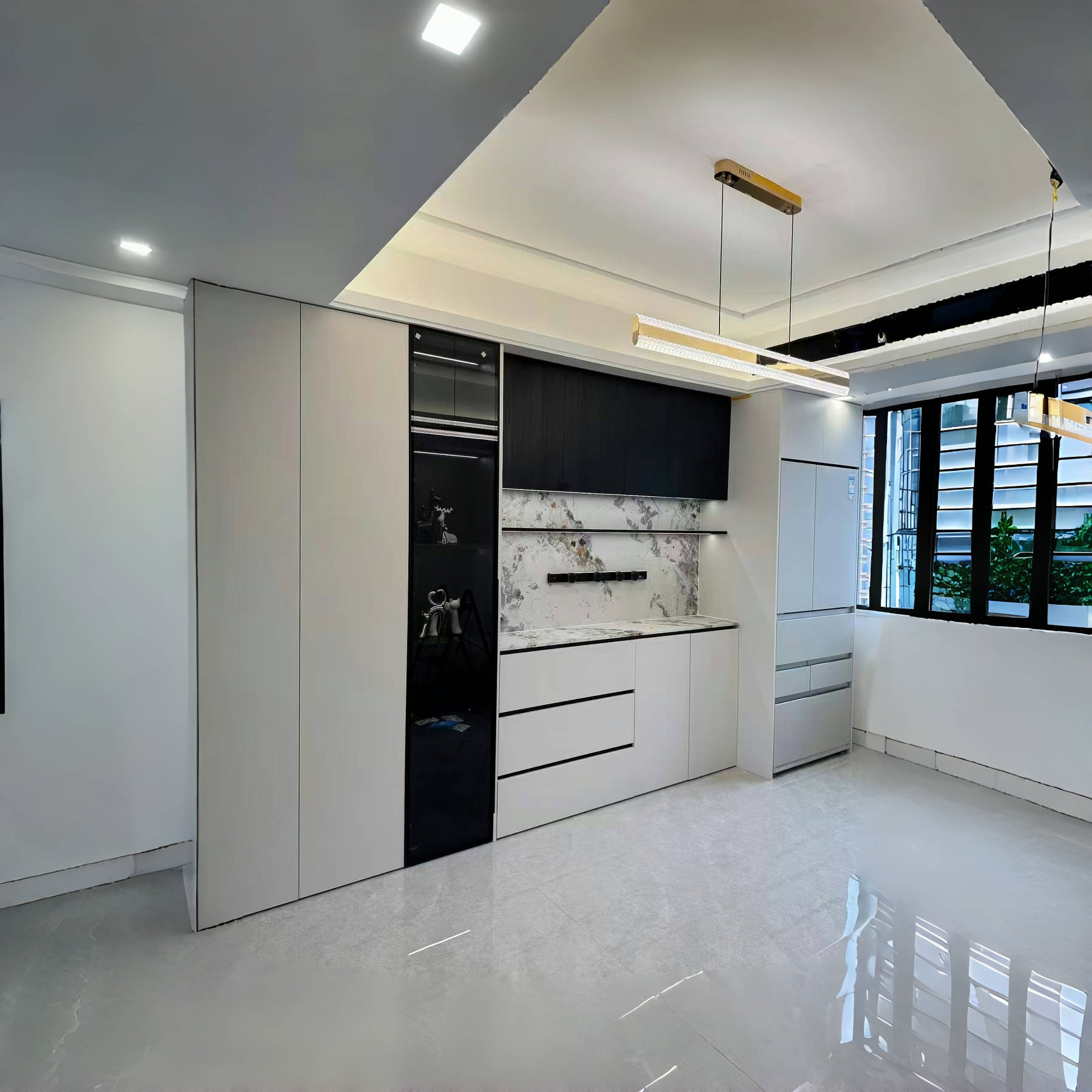 Whole House Customized Simple Style Transparent and Bright Pure White Wardrobe Bedroom Living Room Indoor Solid Wood Furniture Source Factory