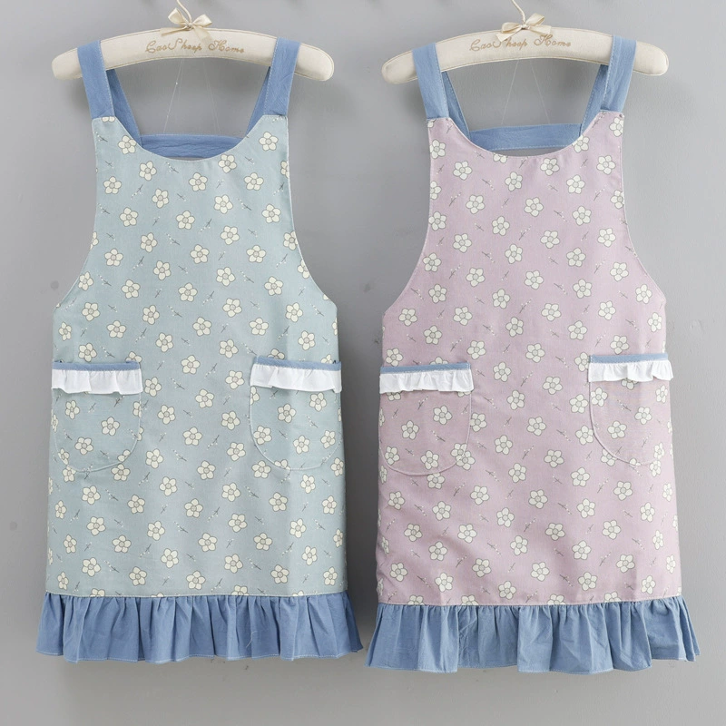 Пасторальный цветочный модный фартук Kitchen Home 2023 Новая летняя дышащая тонкая Удобная рабочая одежда без рукавов для женщин