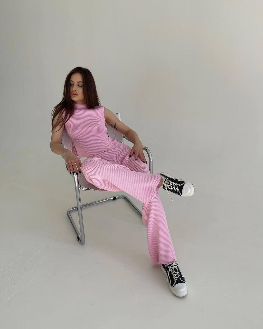 Comfort Function Slim Fit Type Street Women'S Sexy Solid Color Rayon Pant Co-ord Set Pants Sets