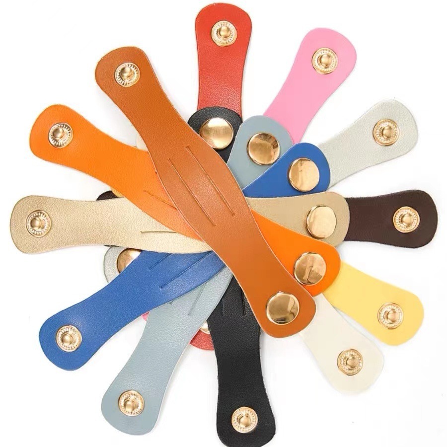 皮扣扎带耳机数据线皮革理线带钉扣式理线器简约pu皮革扣扎带