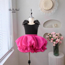 女童套装夏季新款宝贝生日洋气儿童纯棉T恤加泡泡纱裙舒适两件套