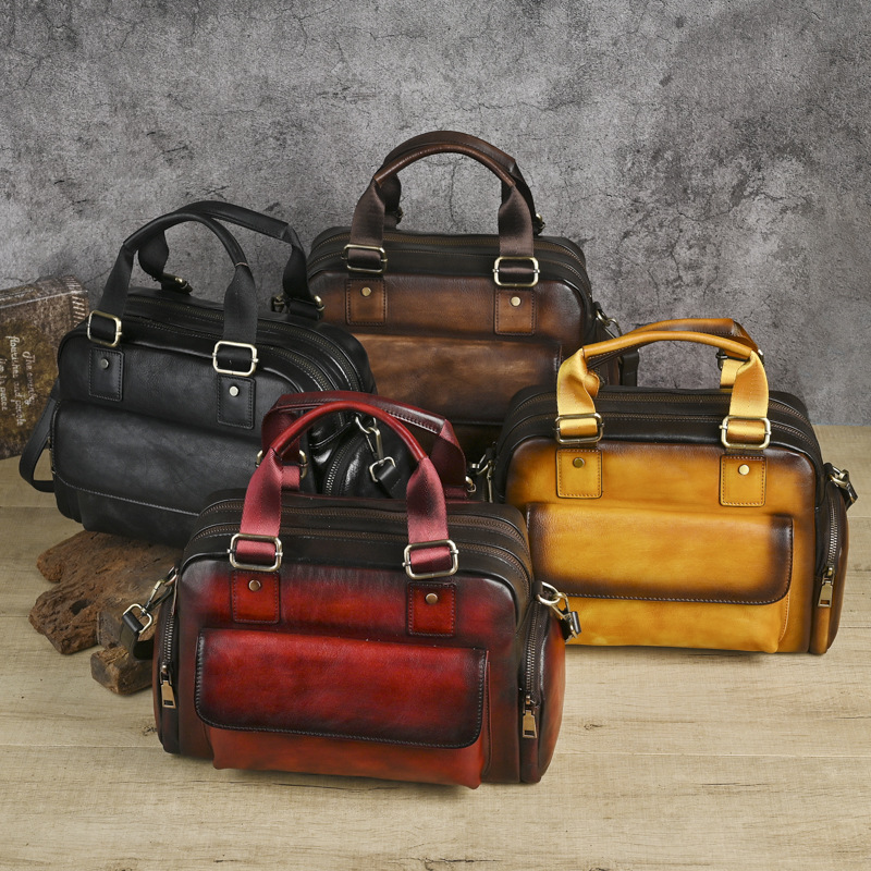 Túi xách tay nữ da bò cổ điển phong cách châu Âu, đa năng xách tay và đeo chéo, kích thước 32×16×22 cm — Đỏ cổ điển