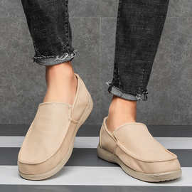 BOX cross沃尔卢帆布鞋男春夏韩版老北京懒人鞋一脚蹬低帮鞋大码